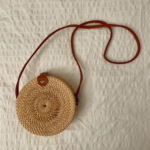 Rattan woven circle bag